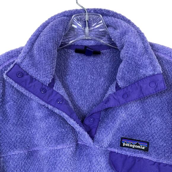 Patagonia Wmns Sz M Re-Tool Snap-T Pullover Brushed Fleece in Purple Violet - Picture 3 of 16